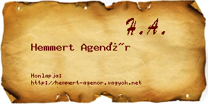 Hemmert Agenór névjegykártya